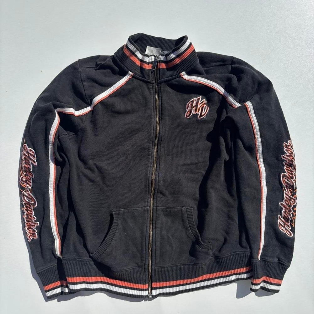 Vintage Women's Harley-Davidson Zip-Up Track Jacket - XL